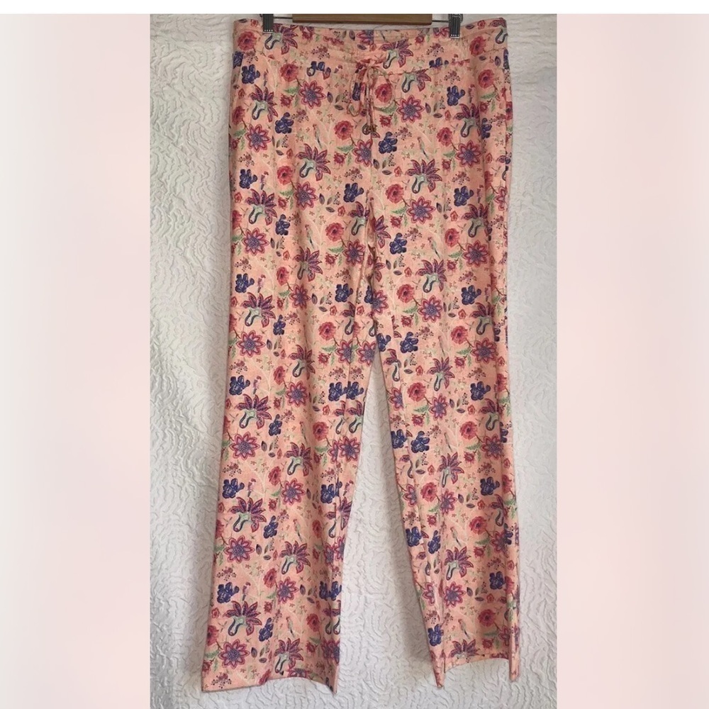 NEW Fairway & Greene Sydnee Lounge Pants Nectarine floral print NWT Size Large - Picture 4 of 15